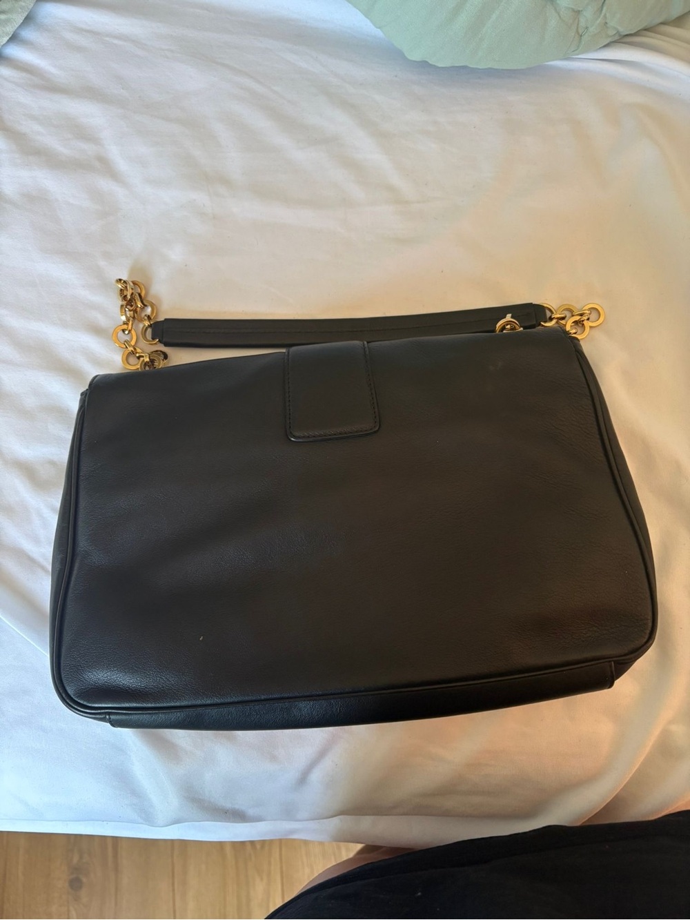 Salvatore Ferragamo Black Leather Shoulder Bag with Gold Hardware - Picture 3 of 6